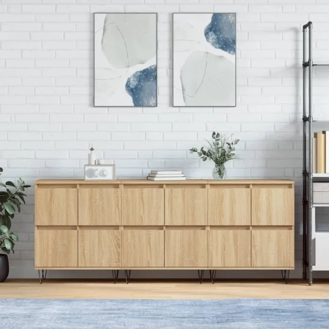 vidaXL Dressoirs 3 st bewerkt hout sonoma eiken Bruin