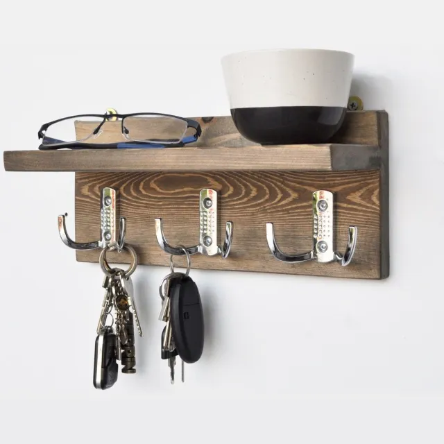 Skye Decor , Wandplank, Aa031, Vurenhout, Walnoot, 30 x 11 x 13 cm Okkernoot
