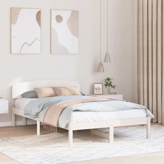 vidaXL Bedframe met hoofdeinde Wit 120 x 200 cm Massief grenenhout