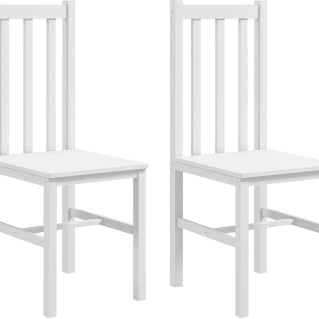 DESMIU Eetkamerstoel Set Van 2 - Houten Stoel Met Rugleuning En Lamellen - Voor Eetkamer En Keuken - Grenenhout - Wit