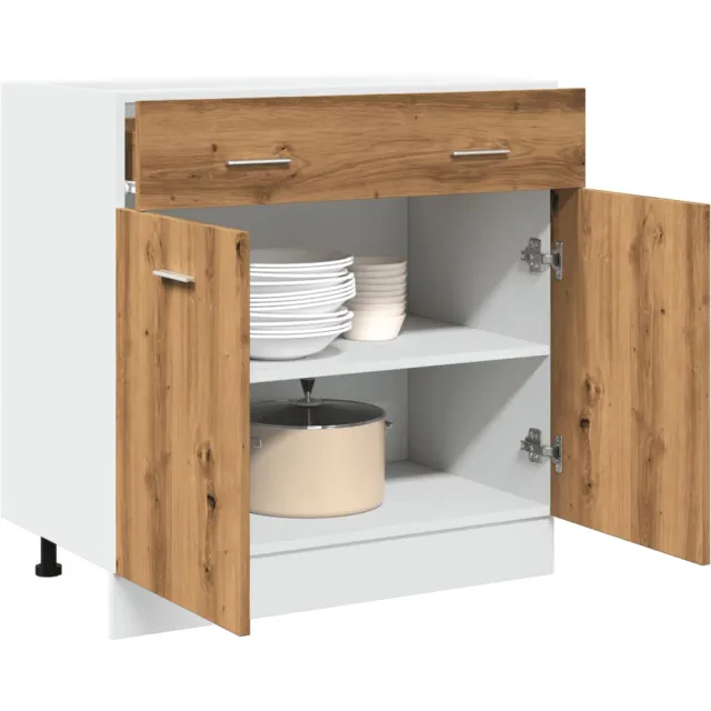 vidaXL Onderkast met lade Lyon 80x46x81,5 cm bewerkt hout artisanaal eiken Bruin