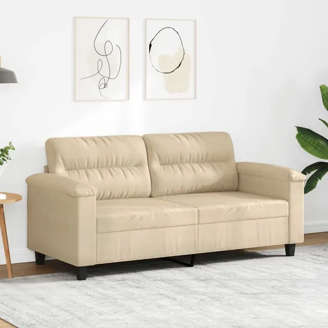 vidaXL Tweezitsbank 140 cm microvezelstof crème