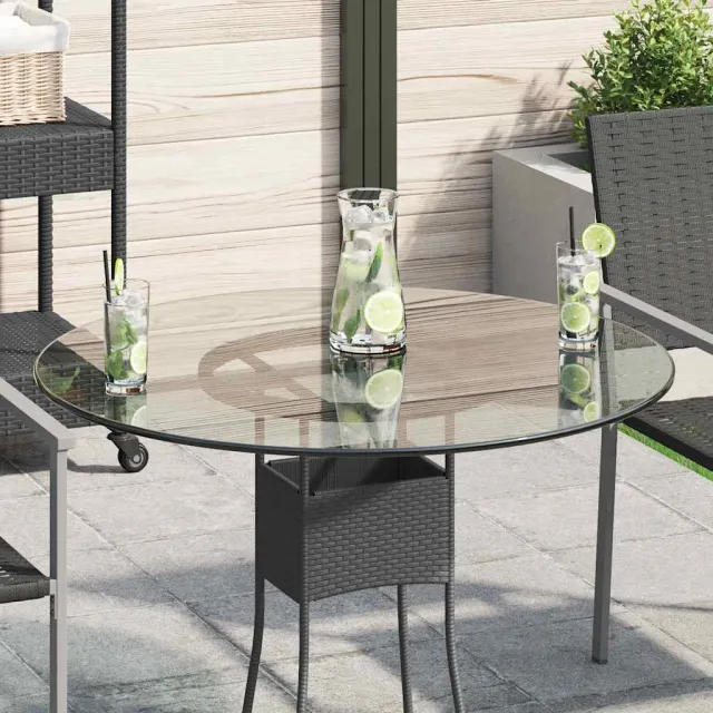 vidaXL Tafelblad van gehard glas 80 cm rond Transparent