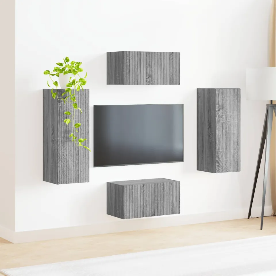 vidaXL Tv-meubelset 2 st 30 x 31 x 80 cm Grijs Sonoma, foto 4