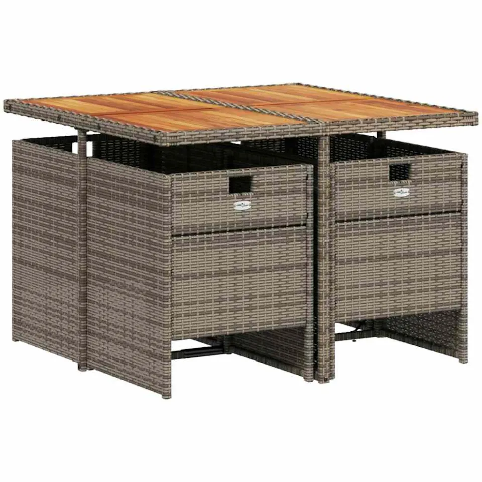 vidaXL 5-delige Tuinset met kussens poly rattan grijs, foto 4