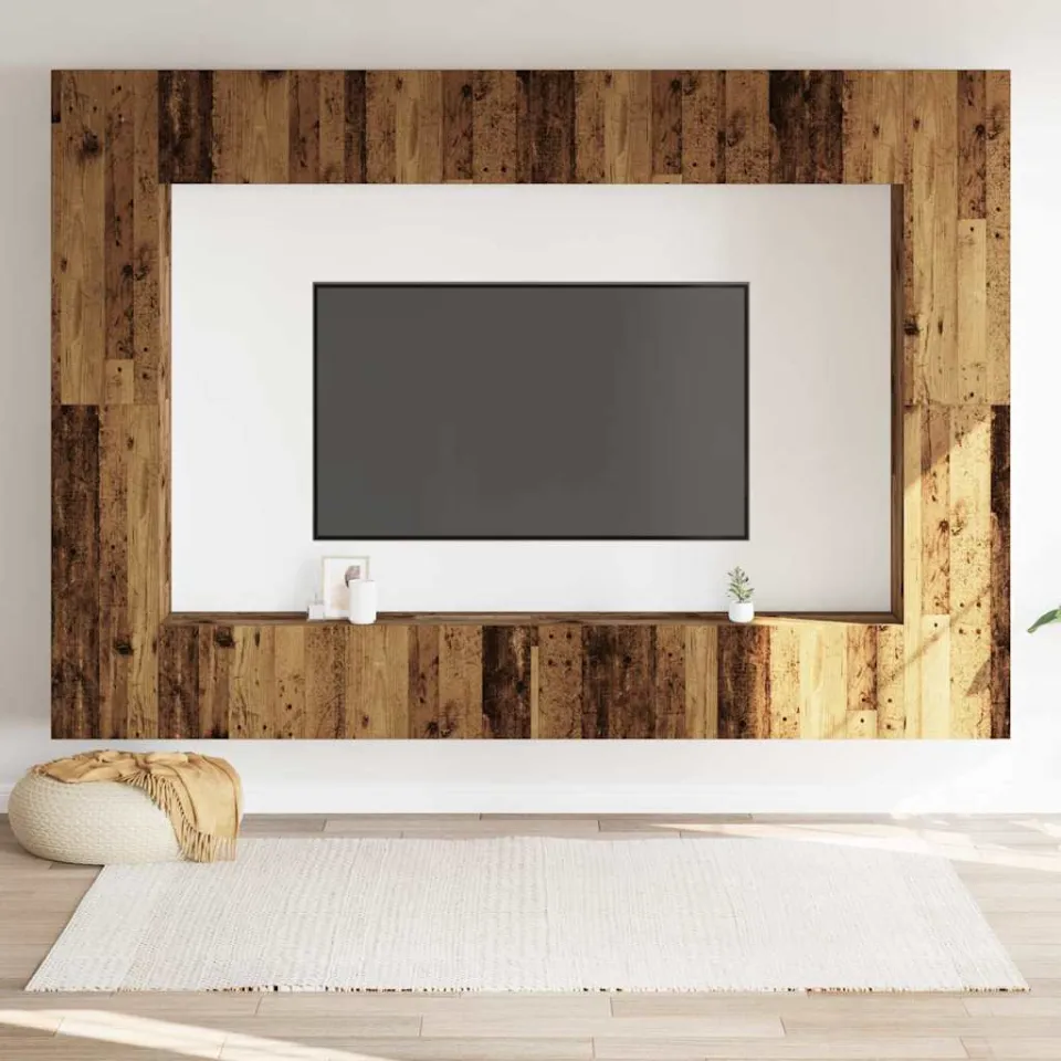 vidaXL 8-delig Tv-meubelset wandmontage bewerkt hout oud houtkleurig bruin, foto 2