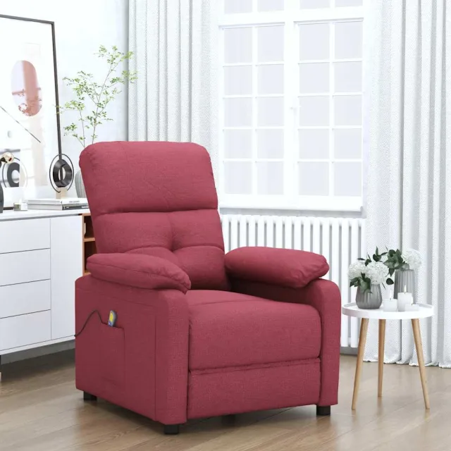 vidaXL Massagestoel stof wijnrood, foto 2