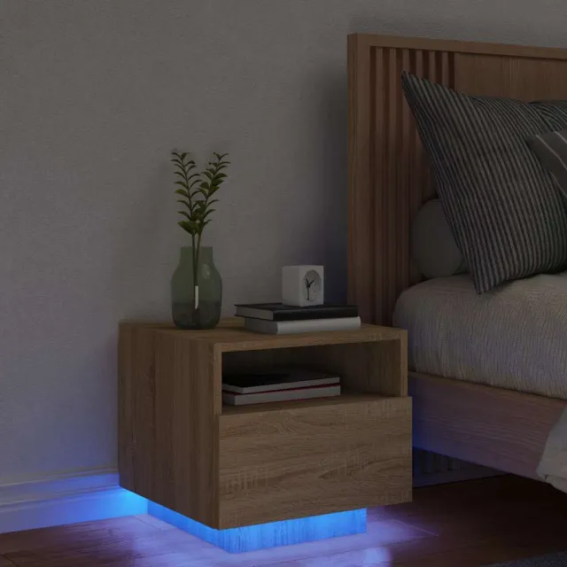 vidaXL Nachtkastje met LED-verlichting 40x39x37 cm sonoma eikenkleurig, foto 2
