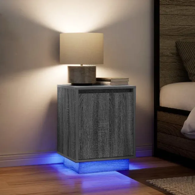 vidaXL Nachtkastjes met led-verlichting 2 st 38x34x50 cm grijs sonoma