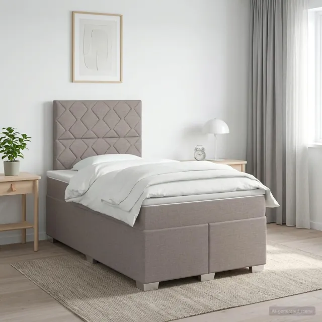 vidaXL Boxspringbed met matras met hoofdeinde Taupe 120 x 190 cm Stof