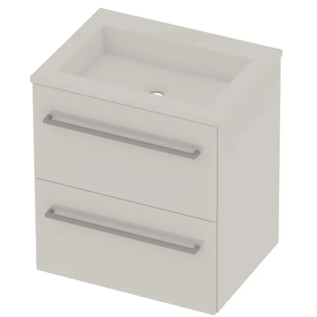 Basic-Line Aura 46 Badmeubelset Acryl Zonder Kraangat Voor Grepen 60x46x62 cm Ice White Glans Wit