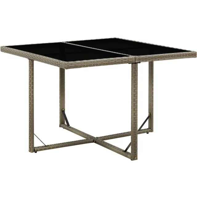 vidaXL Tuintafel 109x107x74 cm poly rattan en glas grijs, foto 2