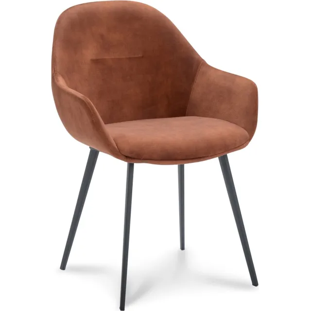 Icon Living Armstoel Twelve - Velours Adore Copper - Poot Zwart Koper