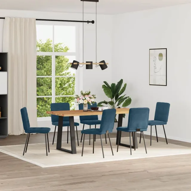 vidaXL Eetkamerstoelen 6 st fluweel blauw