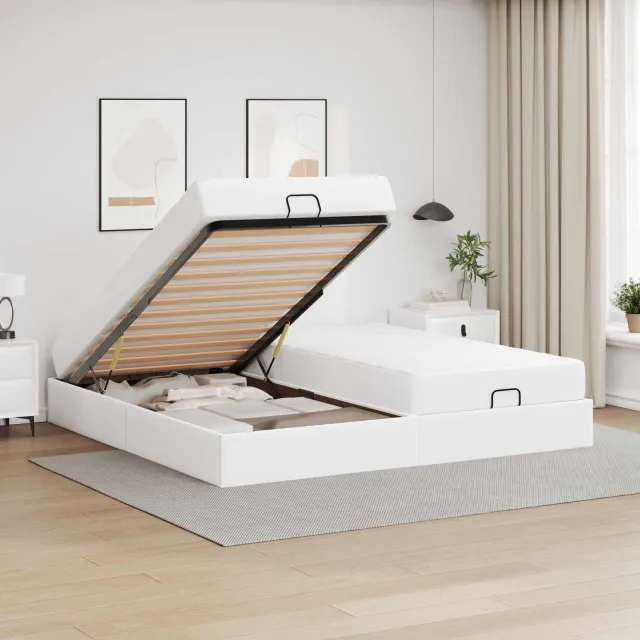 vidaXL Bedframe met matras Anders 2 st Wit PVC