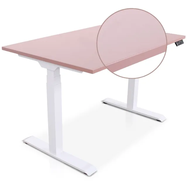 Multi Ratio Lineaflex MRC PRO Zit-Sta Bureau – Elektrisch Verstelbaar – 120x80 cm – Blad Dusty Rose – Wit Frame – ARBO Norm NEN-EN 527 – Met memorybediening – 150 KG Draagvermogen – 130 cm Hoog