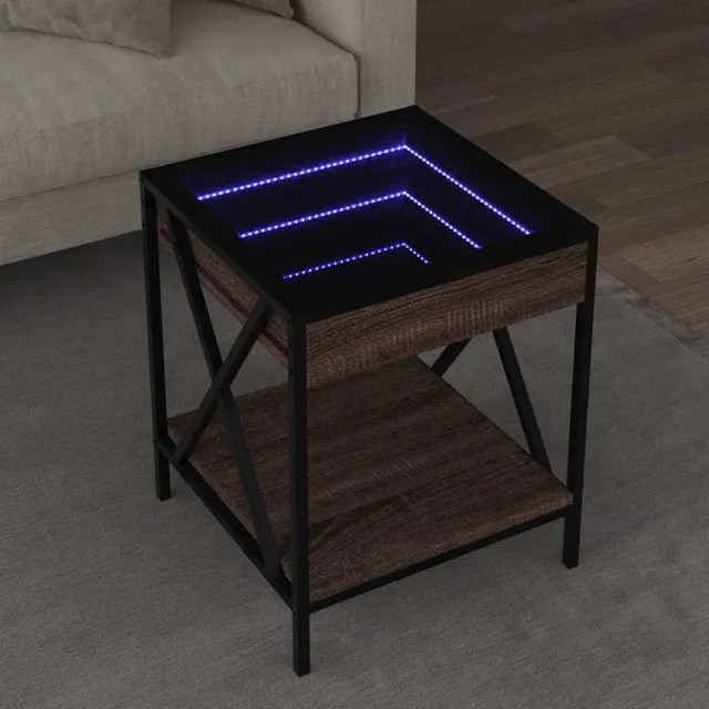 vidaXL Salontafel met Infinity LED 40x40x49 cm bruin eikenkleurig, foto 2