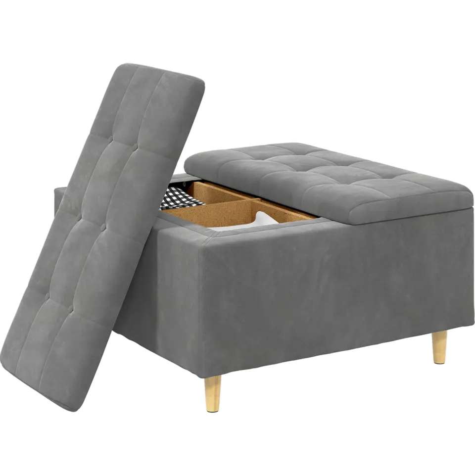 vidaXL Ottoman met Opbergruimte Donkergrijs 80 x 80 x 45 cm Fluweel