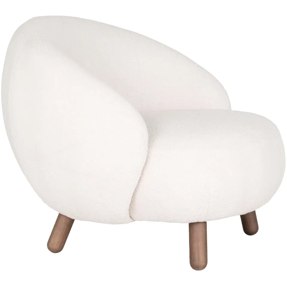 Artichok Mona fauteuil teddystof wit - met walnoot kleur poten, foto 5