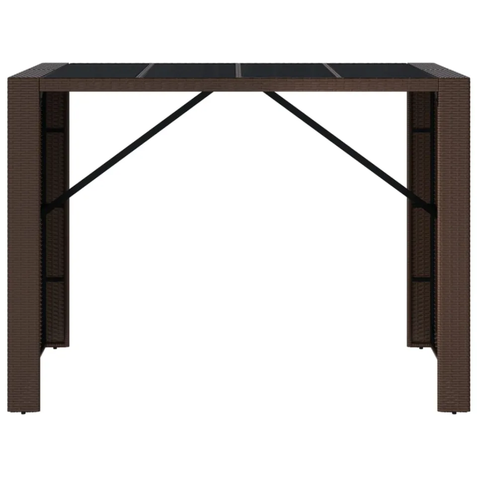 vidaXL Bartafel met glazen blad 145x80x110 cm poly rattan bruin