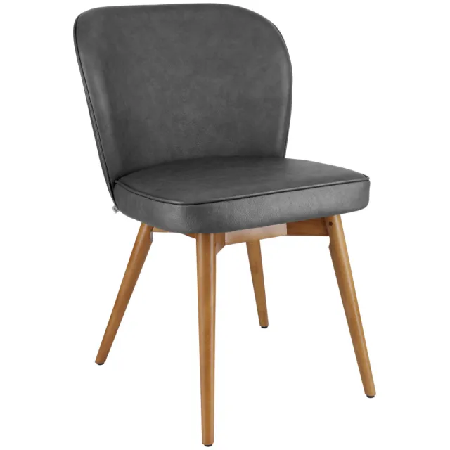 Vega 2x VEGA Stoel Lian Kunstleer; 56x58x86 cm (BxDxH); zitting antraciet, frame lichtbruin; 2 stuk / verpakking