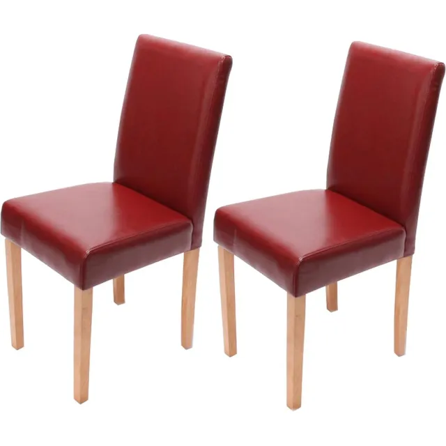Cosmo Casa Set van 2 eetkamerstoelen Stoel Keukenstoel Littau - Kunstleer - Rood - Lichte poten