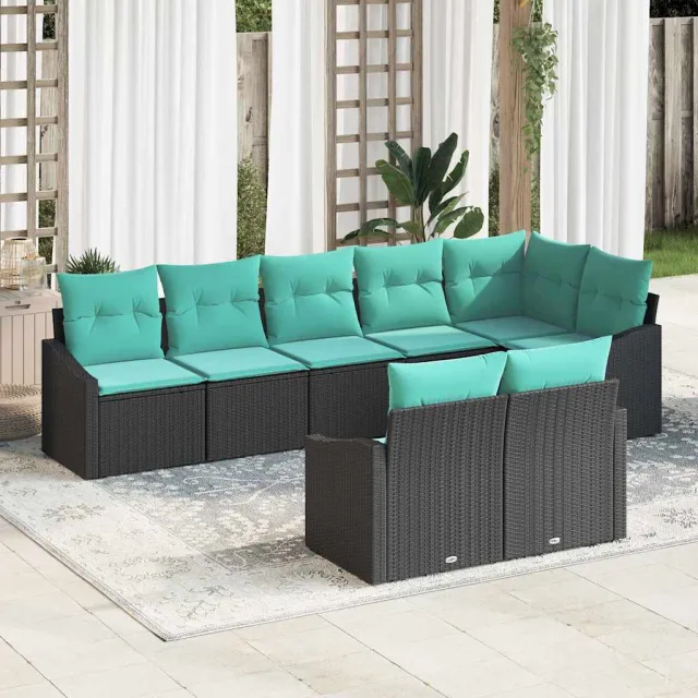 vidaXL Bankstel 8 st Zwart poly rattan, foto 2