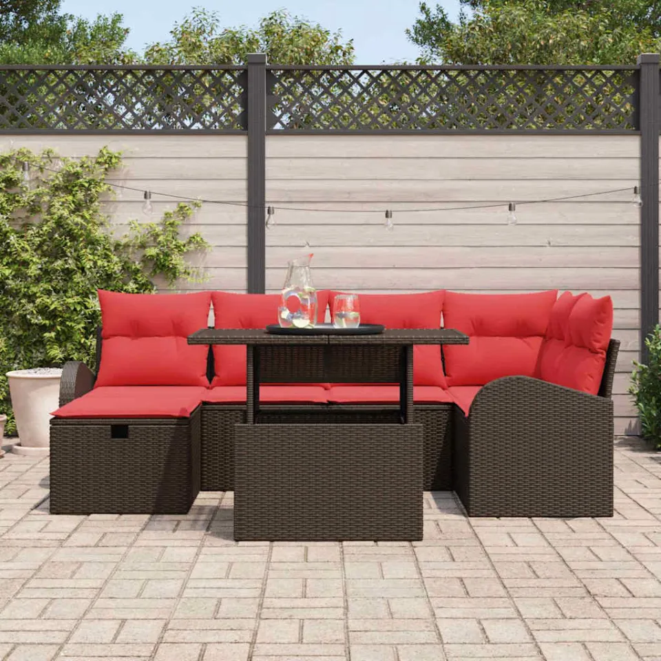 vidaXL Tuin Sofa Set 7 st Bruin poly rattan, foto 3