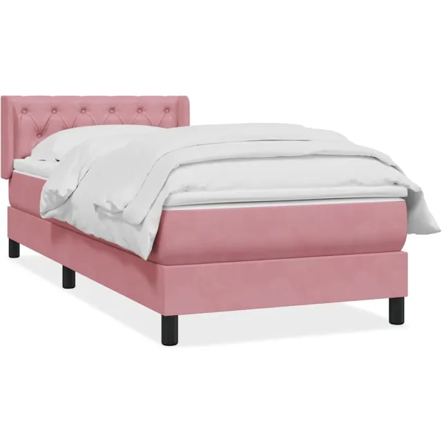 vidaXL Boxspring met matras fluweel roze 80x220 cm