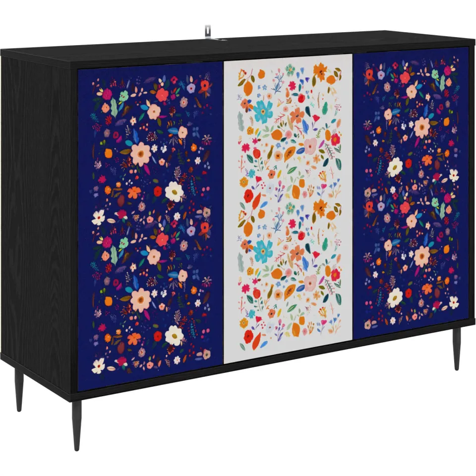 vidaXL Dressoir MAINZ Zwart eiken 102 x 33 x 76 cm Bewerkt hout, foto 3