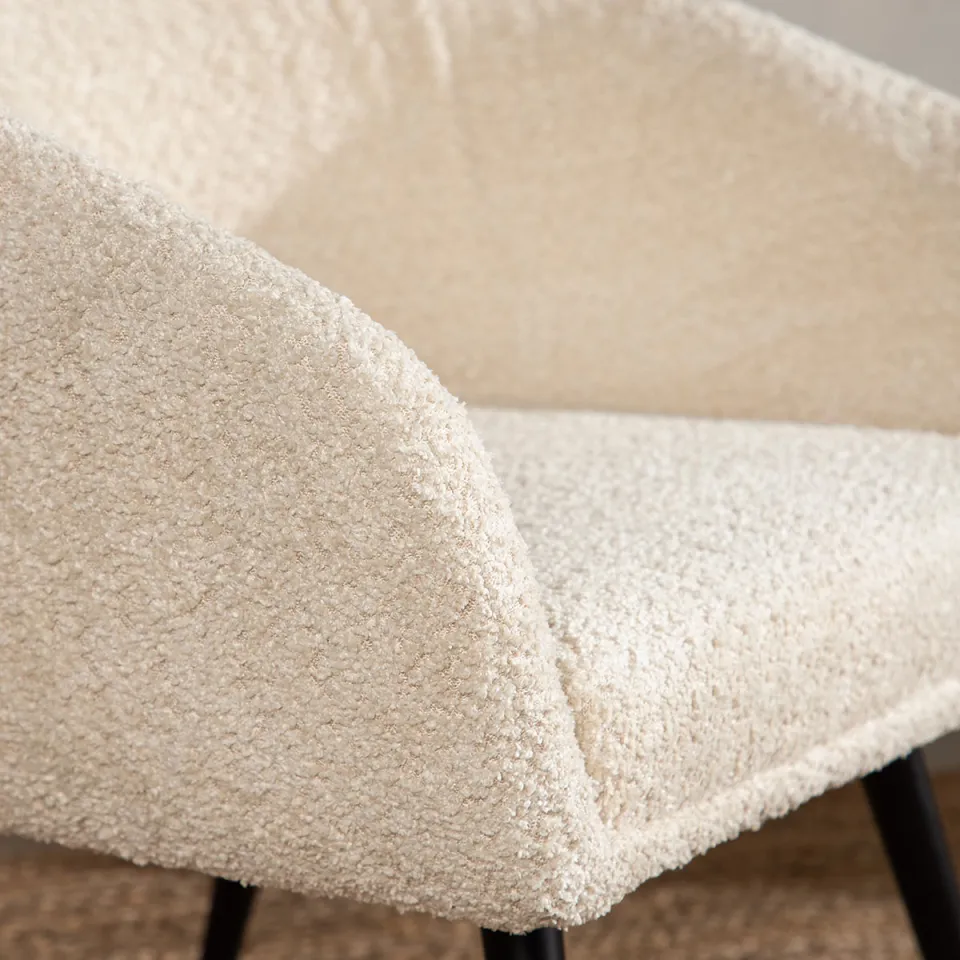 Nest living Annika kinderfauteuil teddy gebroken wit – met zwarte poten, foto 5