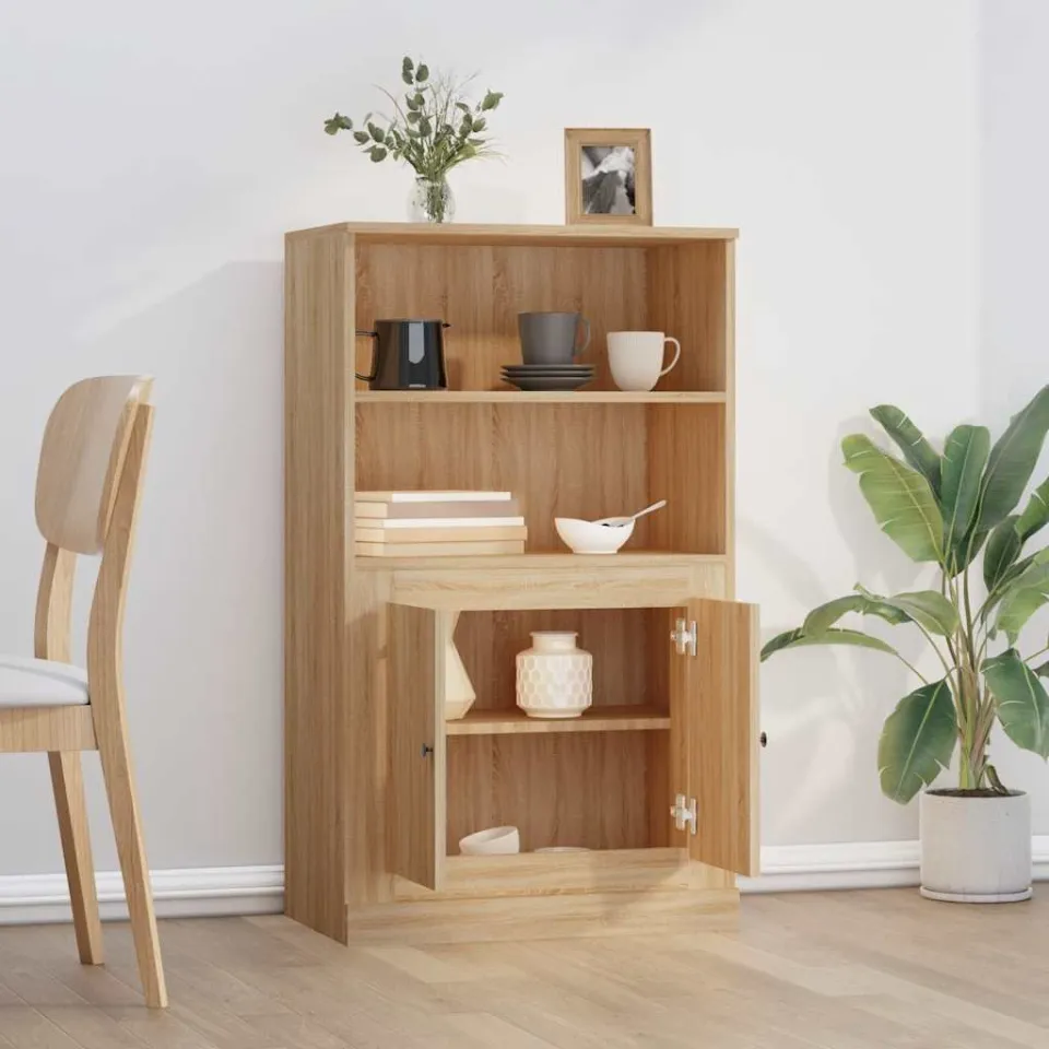 vidaXL Hoge kast 60x35,5x103,5 cm bewerkt hout sonoma eikenkleurig, foto 3