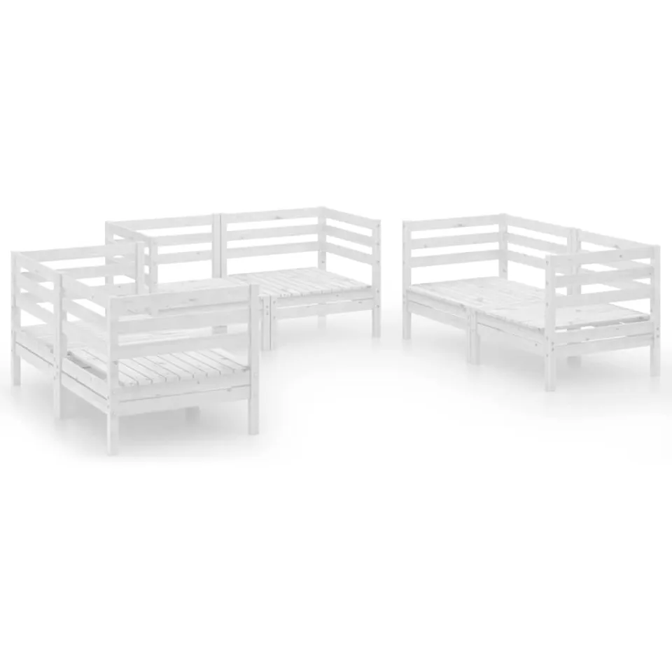vidaXL 6-delige Loungeset massief grenenhout wit, foto 3