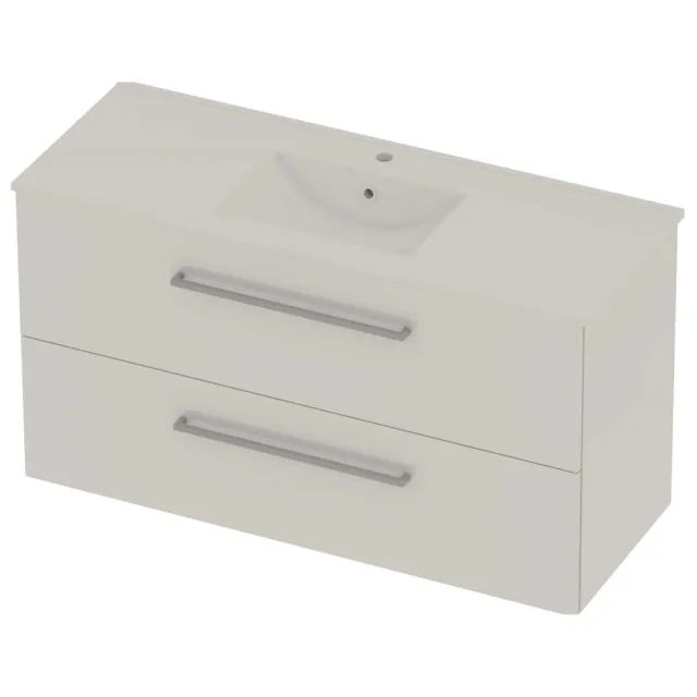 Basic-Line Coach 46 Badmeubelset Porselein 1 Kraangat Voor Grepen 120x46x62 cm Ice White Glans Wit