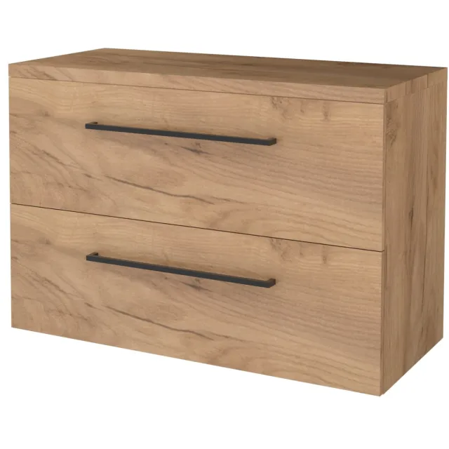 Boss & Wessing Badmeubelset BWS Salt 100x46cm Met Grepen 2 Lades Met Afdekplaat Whisky Oak Bruin
