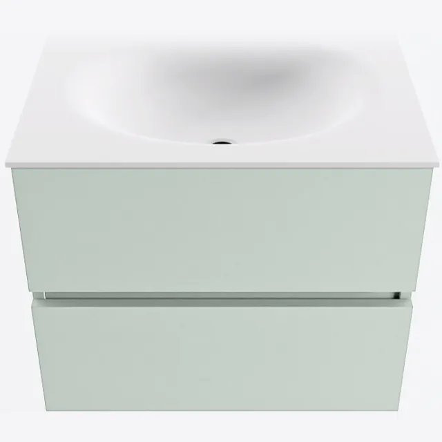 Mondiaz VICA 60cm badmeubel onderkast Greey 2 lades. Wastafel MOON midden zonder kraangat, kleur Talc.