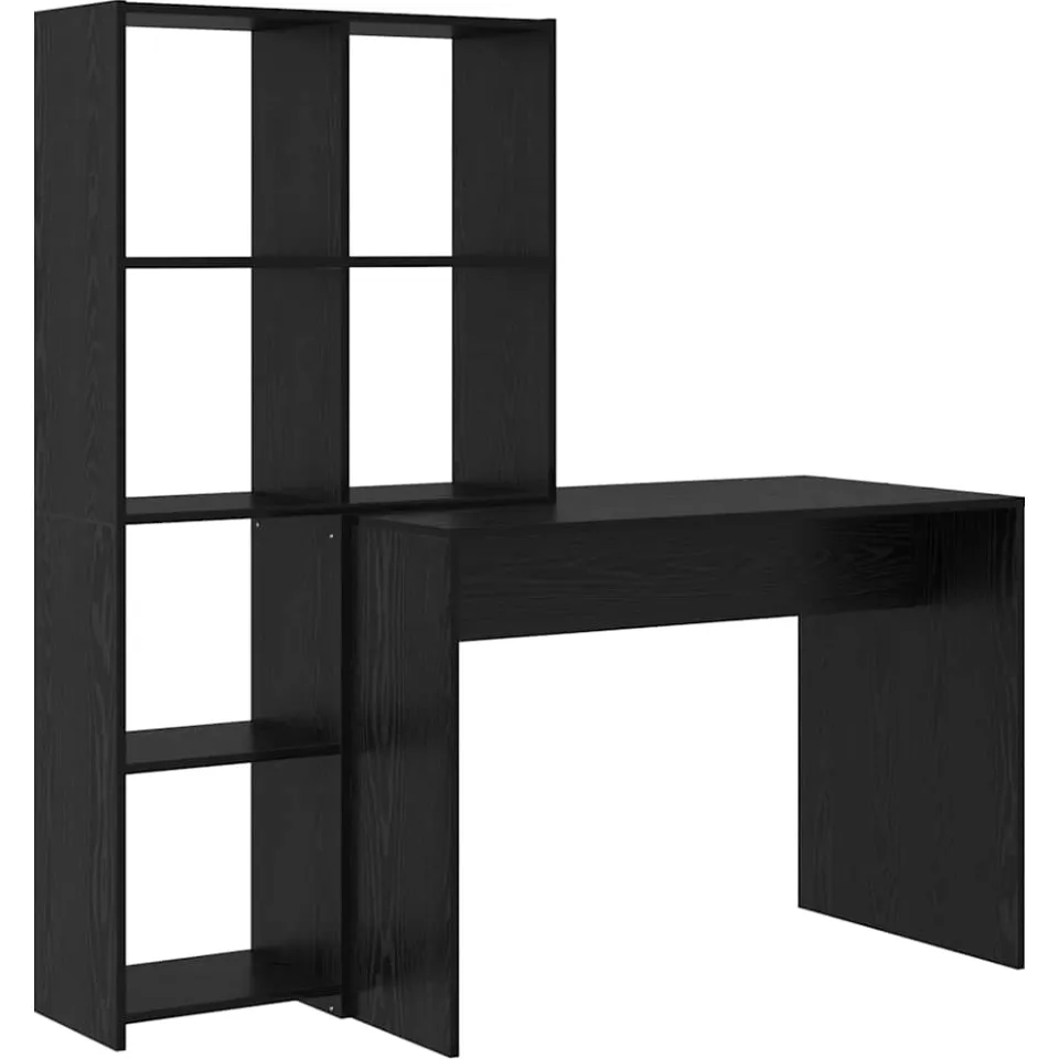 vidaXL Bureau Zwart Eiken 138,5 x 55 x 143 cm Bewerkt hout