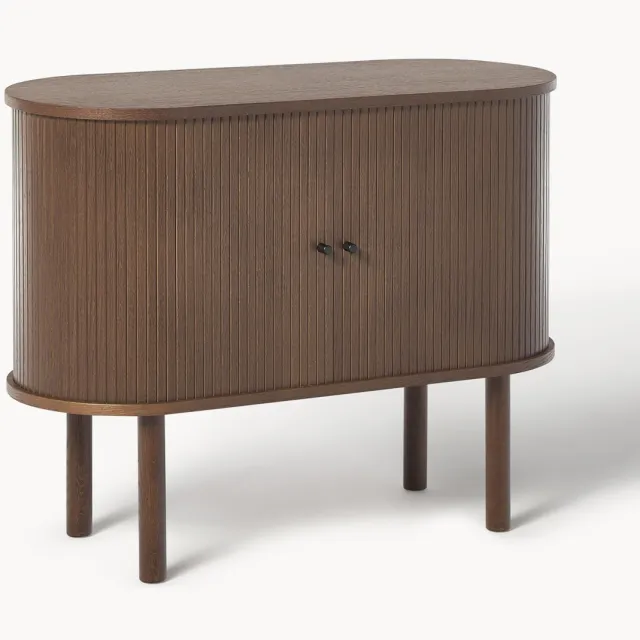 Westwing Collection Kleine dressoir Calary met gefronste voorkant Bruin