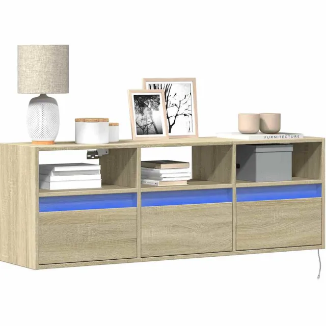 vidaXL Tv-wandmeubel met LED-verlichting 130x31x45 cm sonoma eiken, foto 2