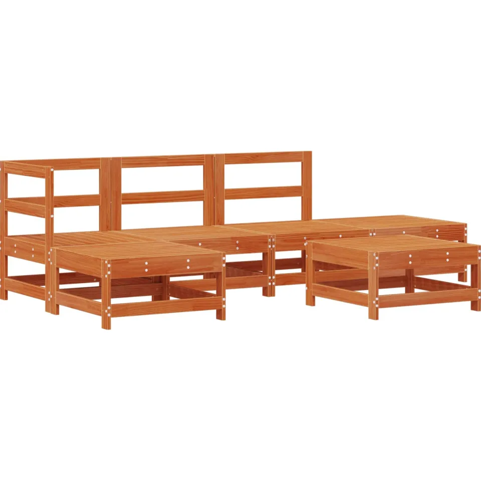 vidaXL Tuin loungeset 5 st Wax Bruin Den Massief grenenhout