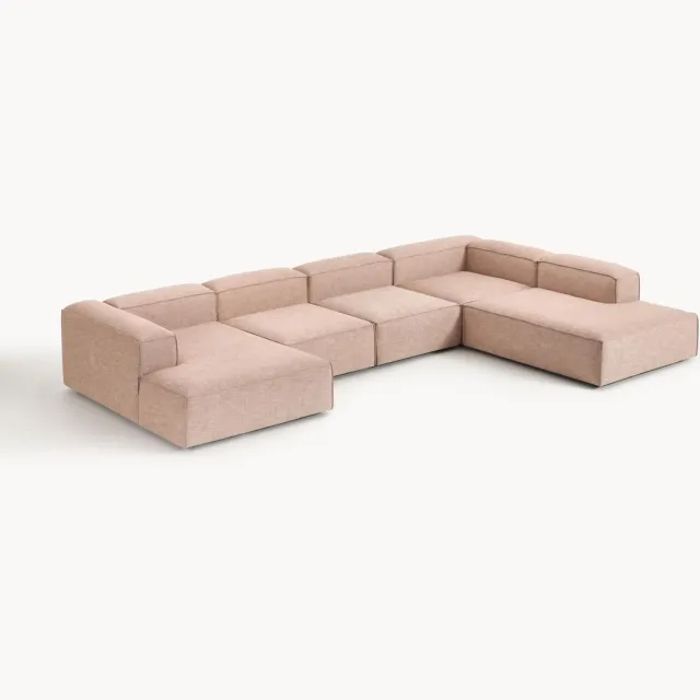 Westwing Collection Modulaire bank Lennon van linnenmix Wijnrood