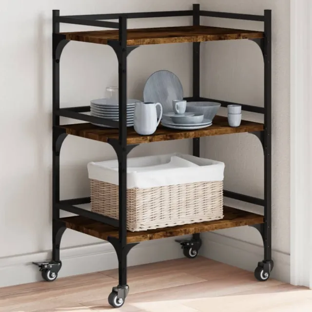 vidaXL Keukentrolley 50x35x75,5 cm bewerkt hout gerookt eikenkleurig, foto 2