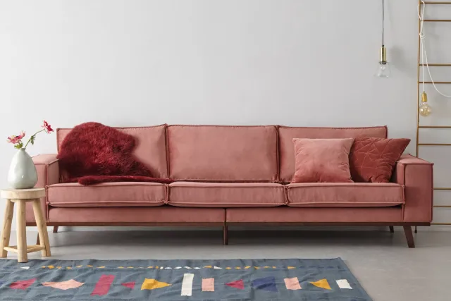 NOUS Living Verona 4-zitsbank velours roze, foto 2