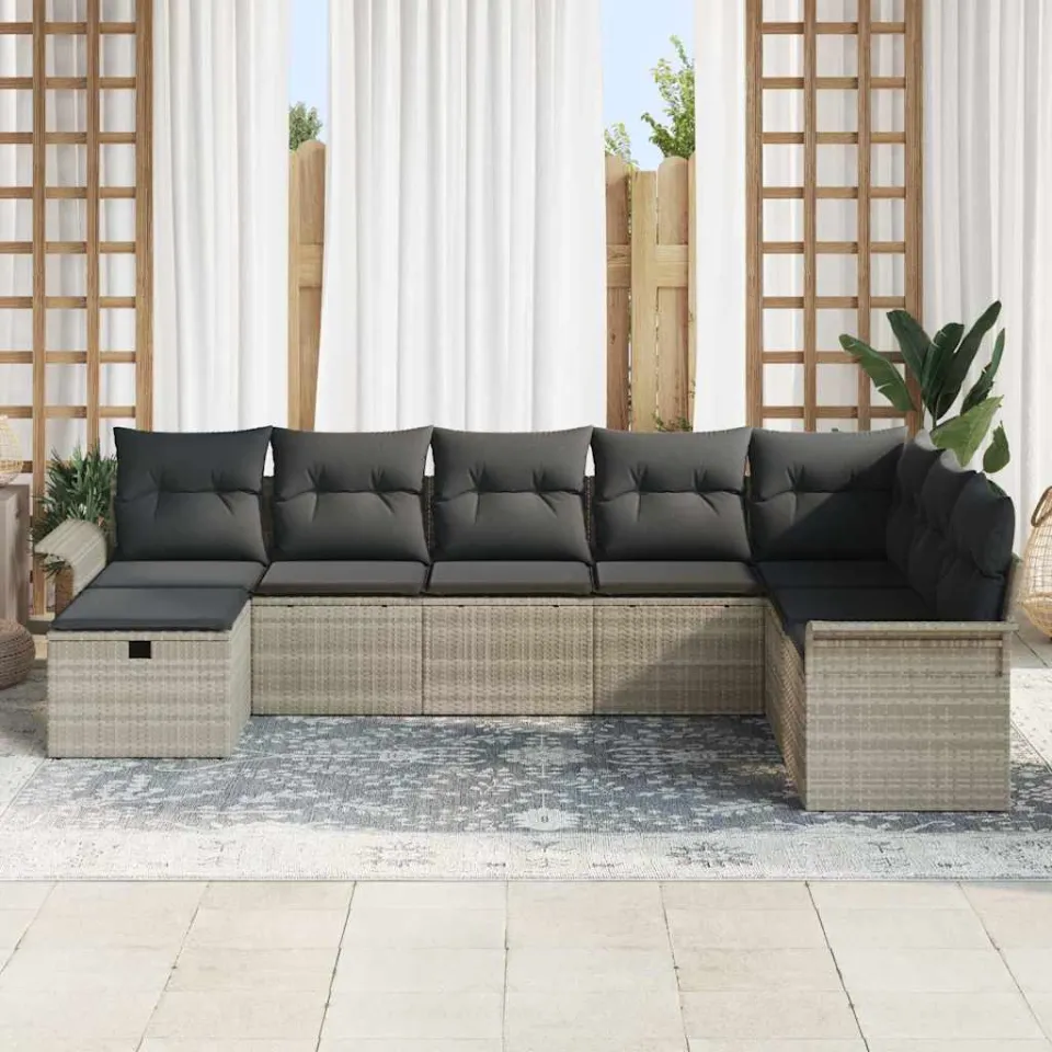 vidaXL Tuin Sofa Set 8 st Poly riet lichtgrijs, foto 3