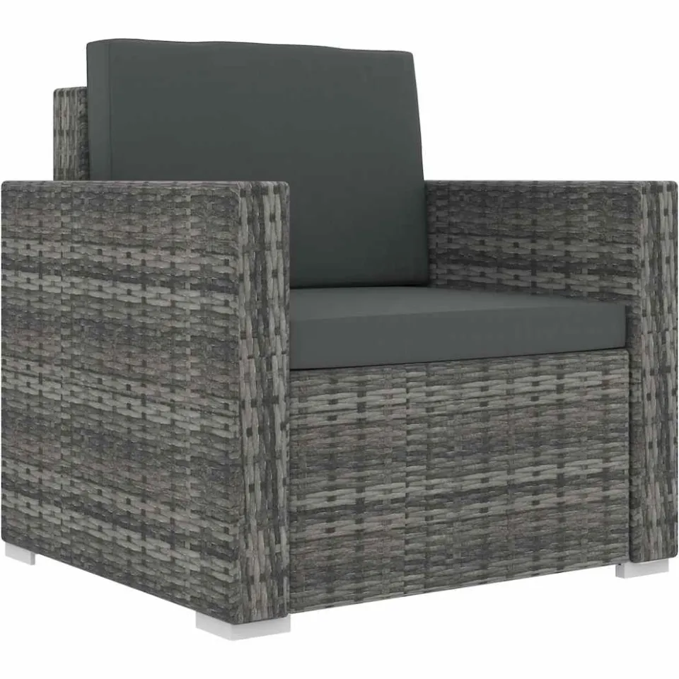 vidaXL 8-delige Loungeset met kussens poly rattan grijs, foto 3