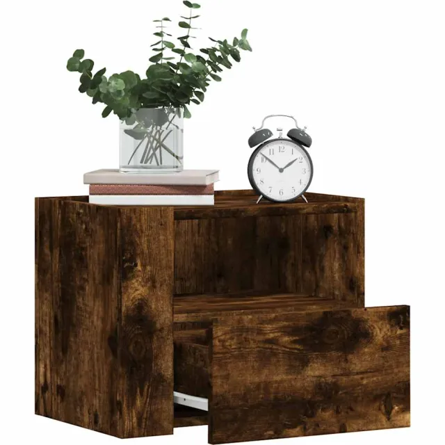 vidaXL Nachtkastjes 2 st wandgemonteerd 45x30x35 cm gerookt eikenkleur Bruin