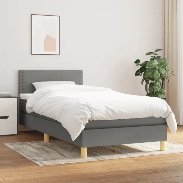 vidaXL Boxspring met matras stof donkergrijs 90x190 cm grijs