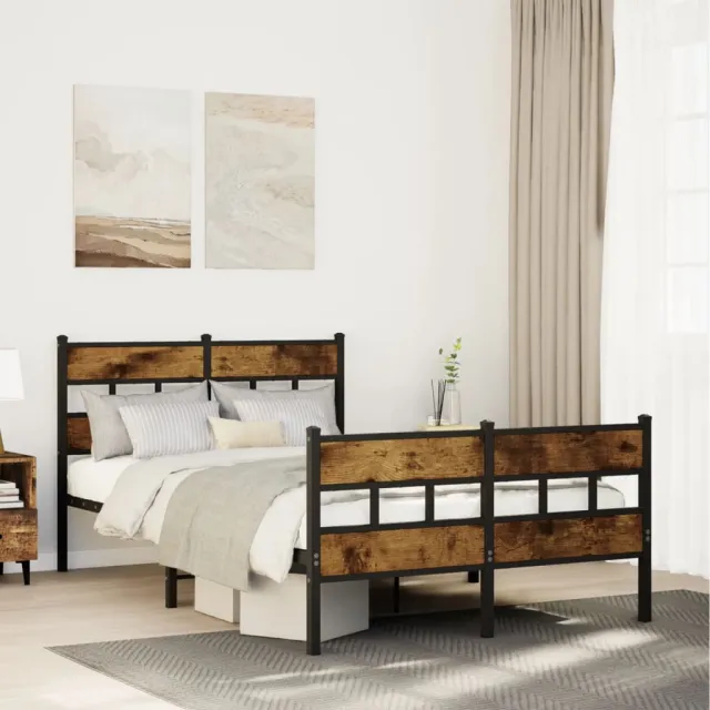 vidaXL Bedframe zonder matras metaal gerookt eikenkleurig 120x190 cm