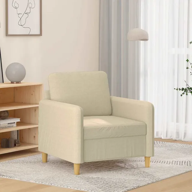 vidaXL Fauteuil 60 cm stof crèmekleurig
