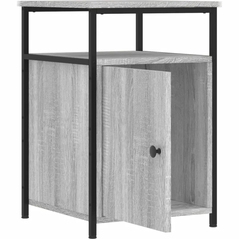 vidaXL Nachtkastje 40x42x60 cm bewerkt hout grijs sonoma eikenkleurig